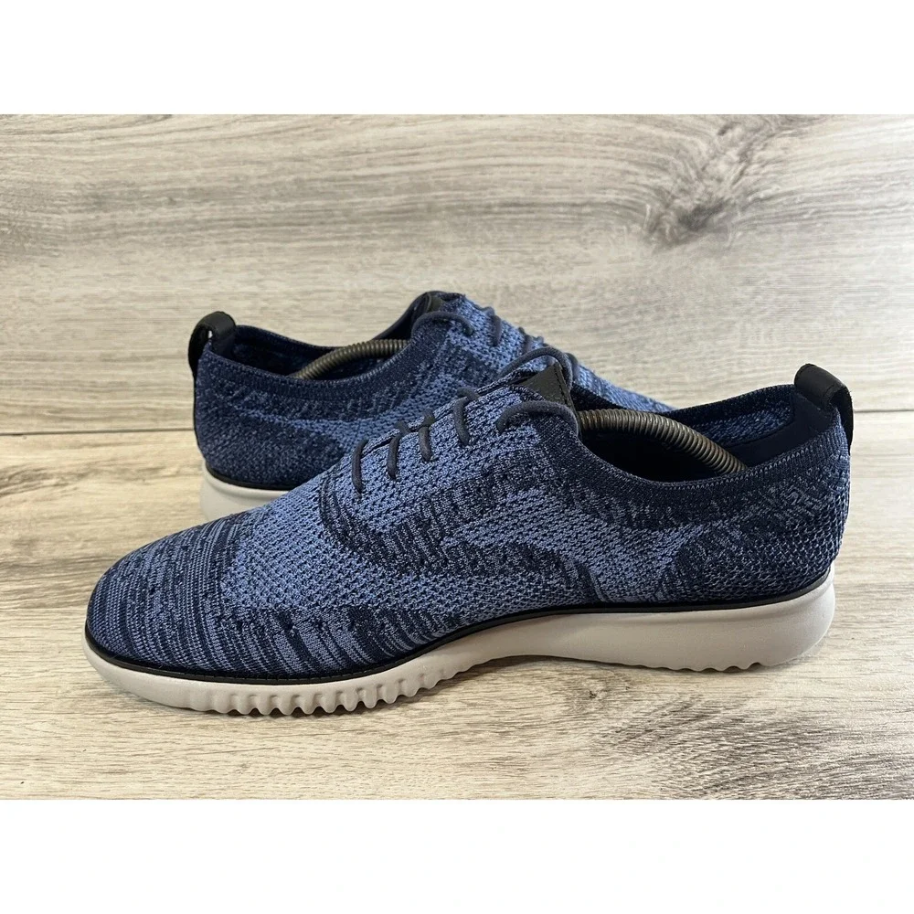 Cole Haan Mens Sz 11 M‎ 2.ZEROGRAND Stitchlite Wingtip Blue Oxford Shoes C27946